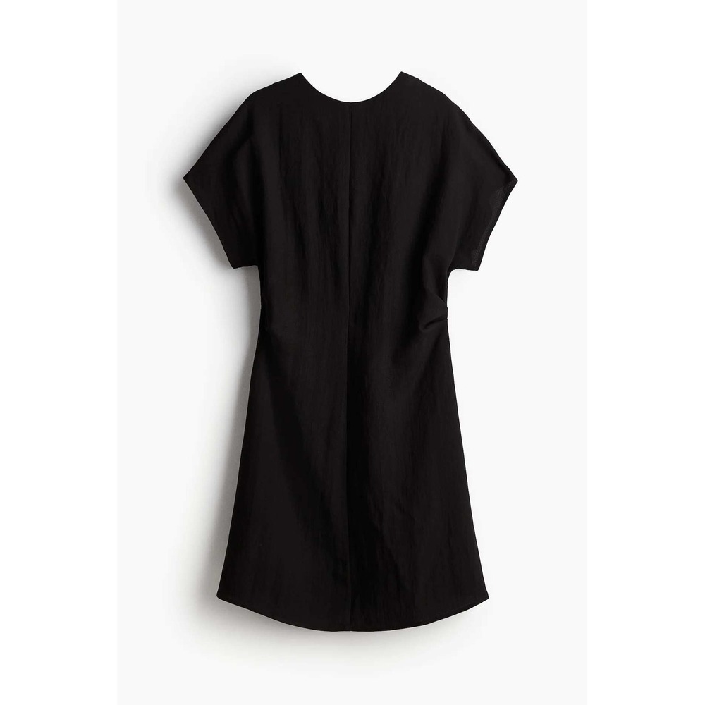 H&M Dress Womens S Black Short Sleeve Tapered Waist Mini LBD Minimalist